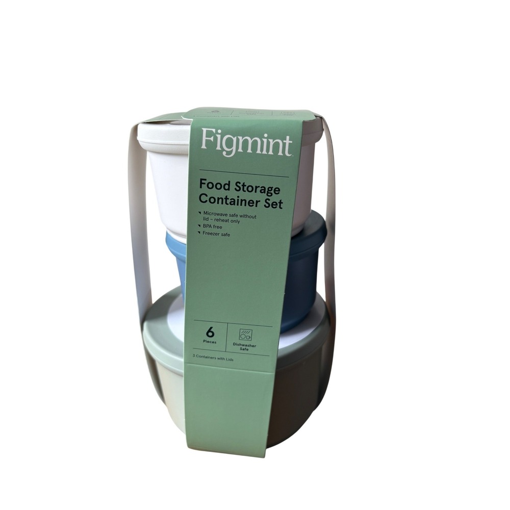 Figmint 3 Piece Food Storage Container Set Recycled PET BPA Free Blue Green NWT
